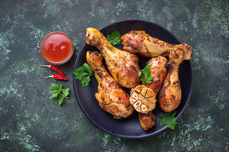 Cuisse de poulets rotis