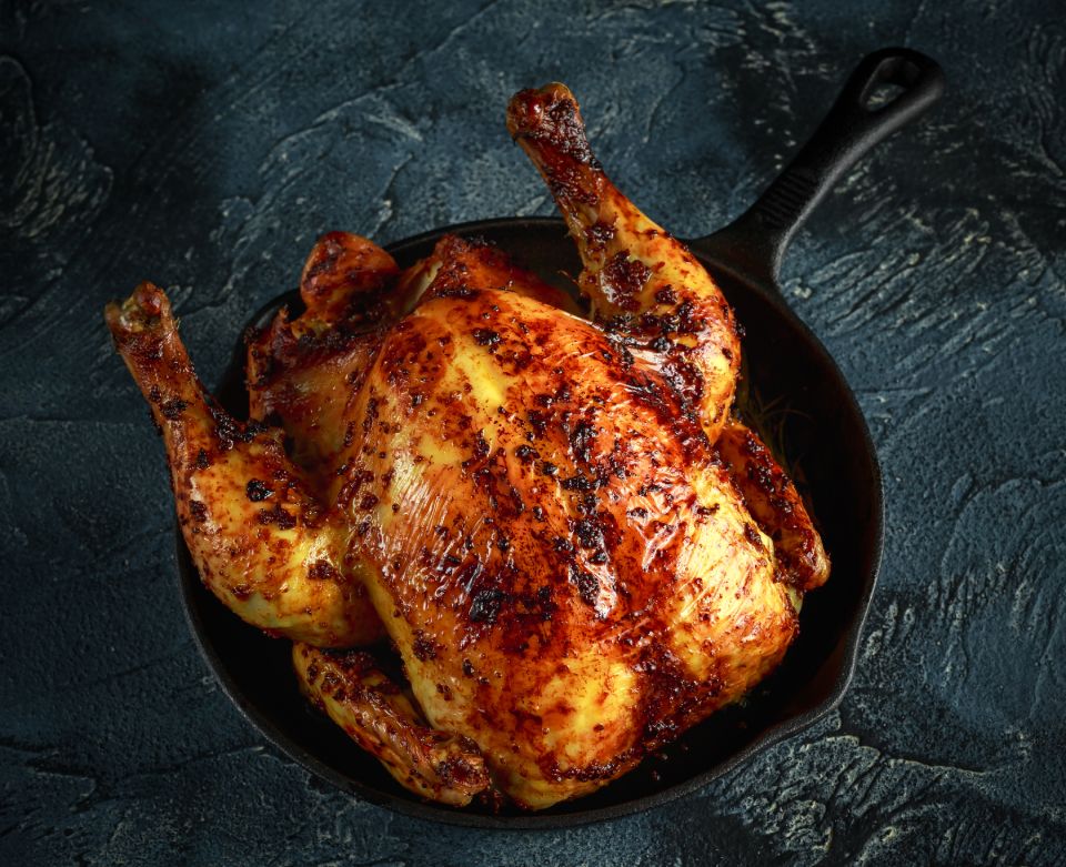 Poulets fermiers rotis
